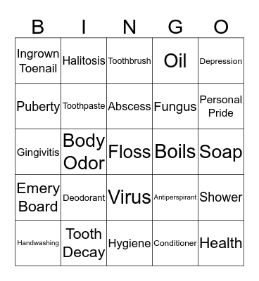 Hygiene-O Bingo Card