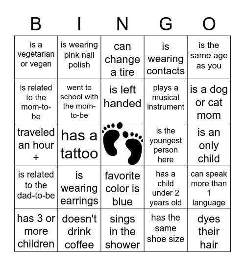 Find The Guest! Bingo Card