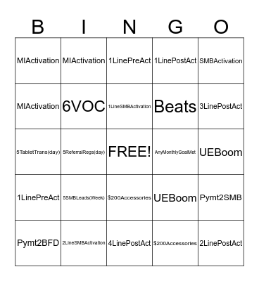 T-Mobile Bend Bingo! Bingo Card