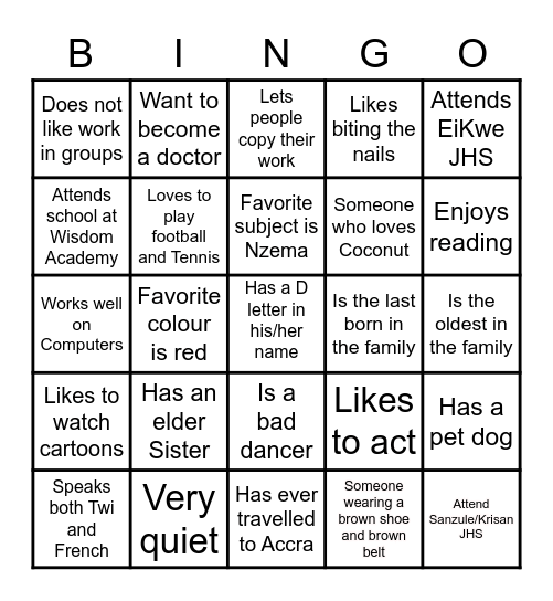 EDUSPOT STEM CAMP HUMAN Bingo Card