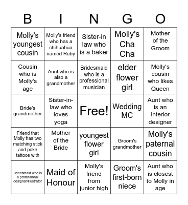 Ice Breaker Bridal Shower Bingo Card