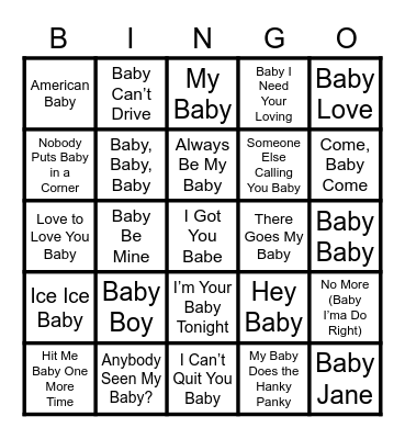 BABY SINGO Bingo Card