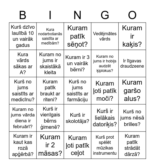 Lauras un Riharda kāzu bingo 21.08.2021 Bingo Card