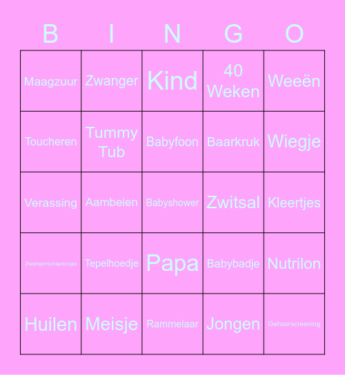 Baby Bingo Card
