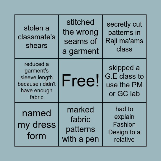 NEVER HAVE I EVER Bingo Card