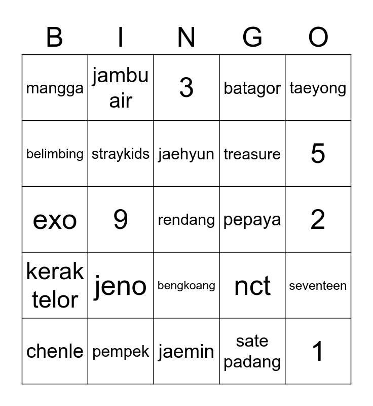 Untitled Bingo Card