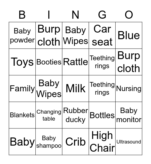 Sadia's Baby Shower 4/12/2015 Bingo Card