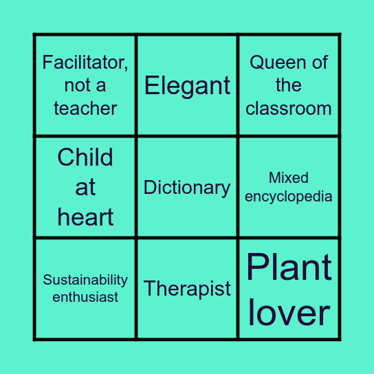 Miss Sheela's Bingo Card