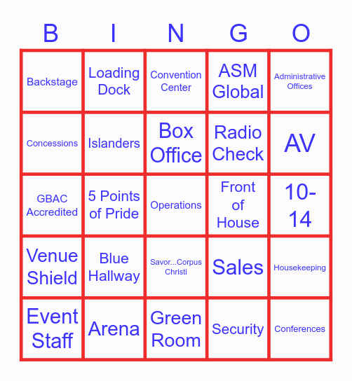 American Bank Center Bingo! Bingo Card