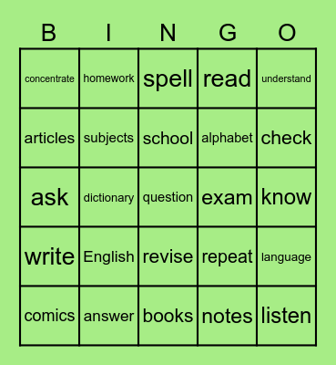 Language Learner Bingo Card