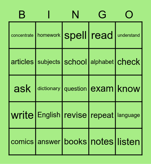 Language Learner Bingo Card