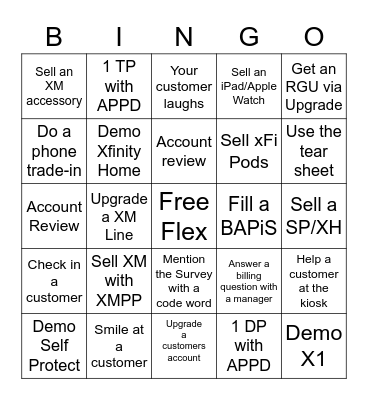 Xfinity Bingo wasn’t her name-o Bingo Card