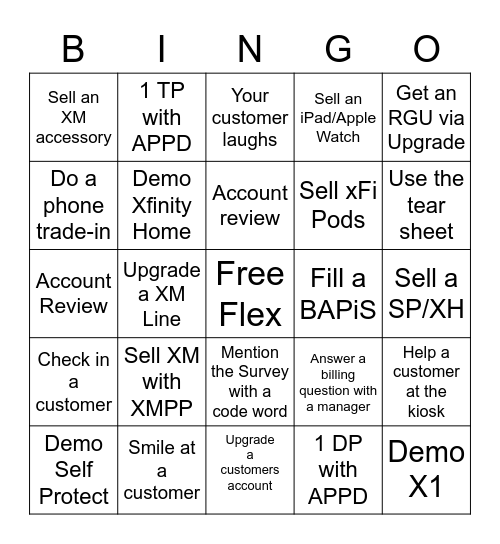 Xfinity Bingo wasn’t her name-o Bingo Card