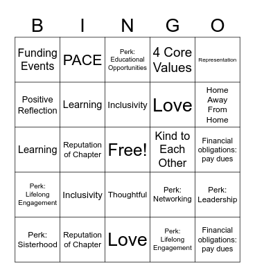 Gamma Phi Beta - Lesson 2! Bingo Card