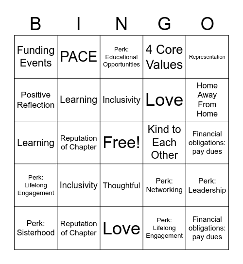 Gamma Phi Beta - Lesson 2! Bingo Card