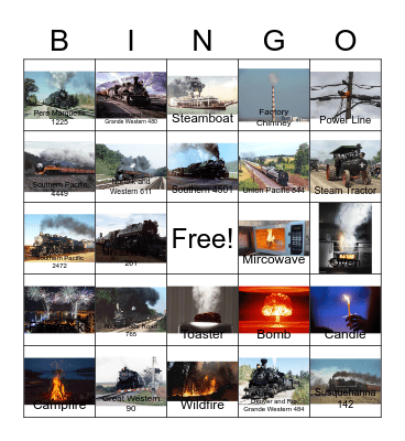 Trains and other things might smoke Bingo Card