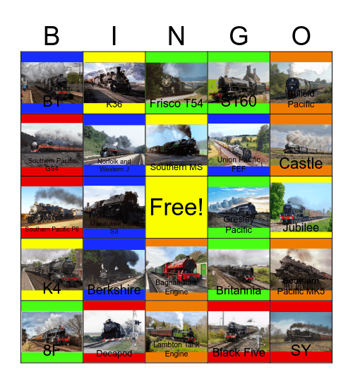 Smoky Steam Engines Bingo Card