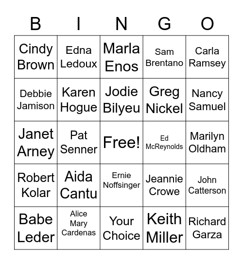 1970 Mingle Bingo Card