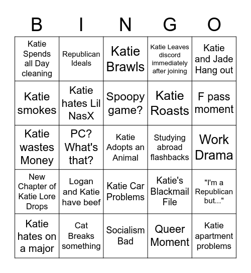 Katie Bingo Card