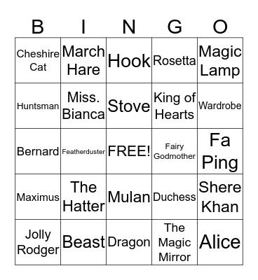 Disney fun Bingo Card