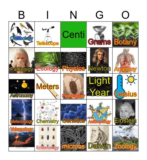 Science Branches & Science Units Bingo Card