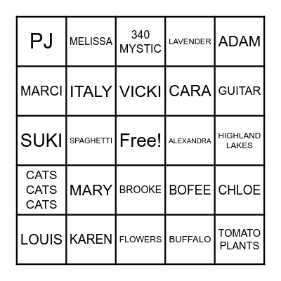 ROSE'S 90TH BINGO GAME Bingo Card