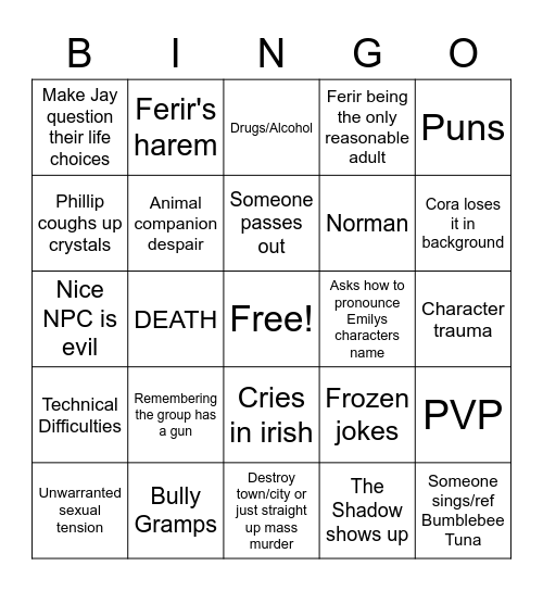 Crystal Heart Bingo Card