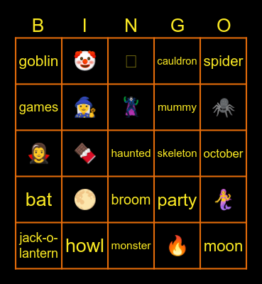 Summerween Bingo Card