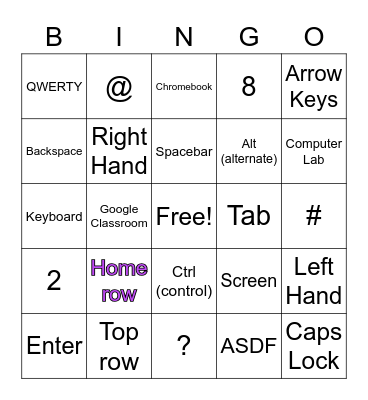 Keyboarding Bingo Card