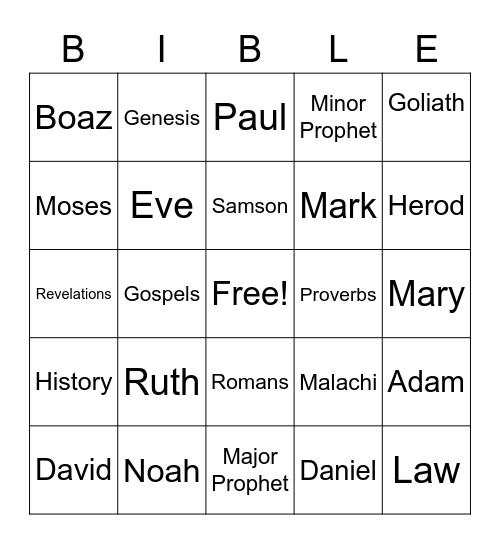 Bible Bingo Card