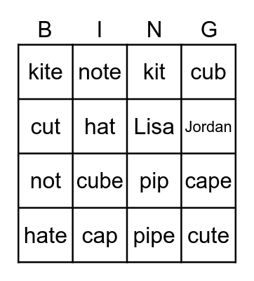 SS4 Open Lesson 1 Bingo Card