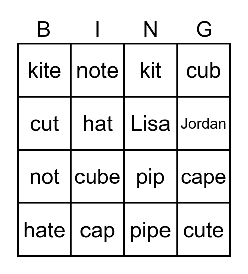 SS4 Open Lesson 1 Bingo Card