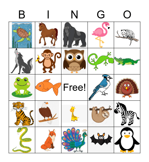 ANIMALS Bingo Card