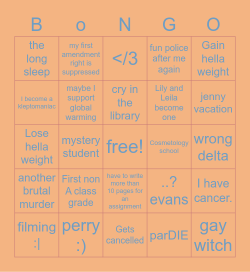 liky bongo Bingo Card