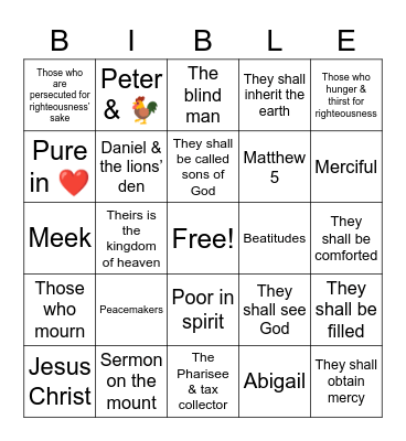 BEATITUDES Bingo Card