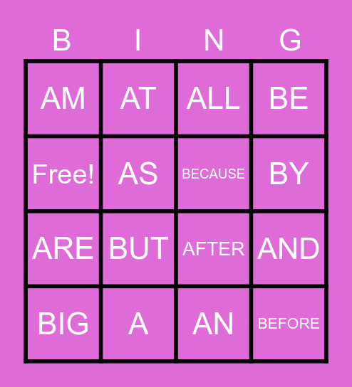 1St Grade Sight Word BINGO 1 Bingo Card