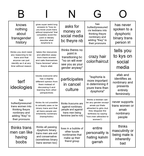tucute checklist bingo Card