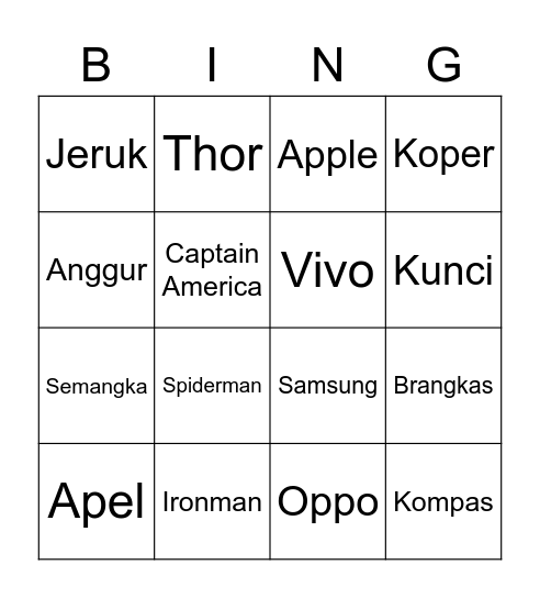 WARPET Bingo Card