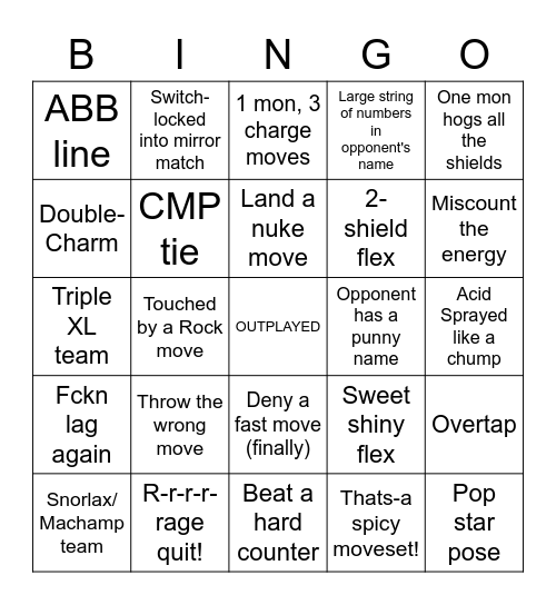 Go Battle Bingo! Bingo Card