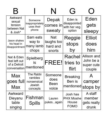 PKH Passover Bingo Card