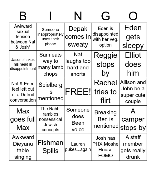 PKH Passover Bingo Card