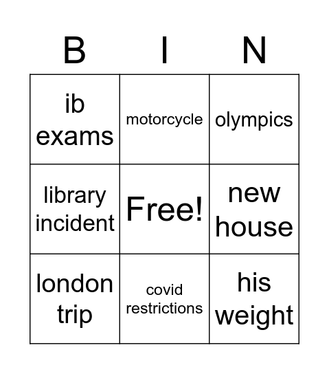 what’s up pap Bingo Card