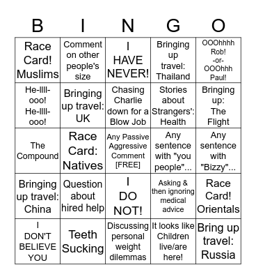 Easter Weekend Family Bingo Card