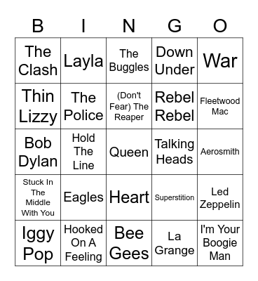 70's Bingo Card