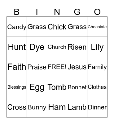 Easter Fun Bingo Card