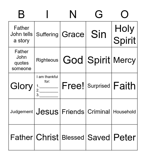 Sermon Bingo Card