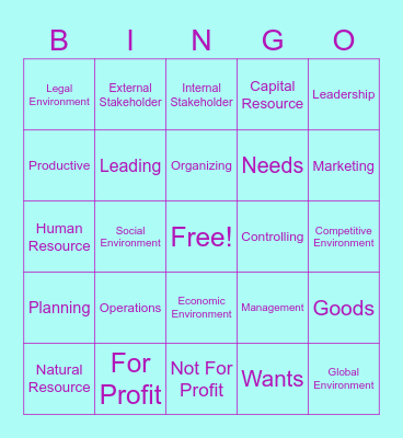 Business Bingo Card