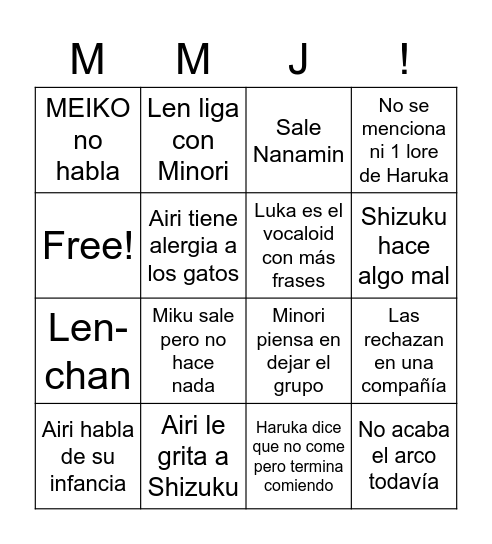 EVENTO DE AIRI BINGO Card