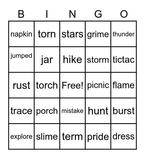 Benjamin's Bingo Card