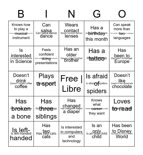BINGO Game | Jeu de BINGO Card